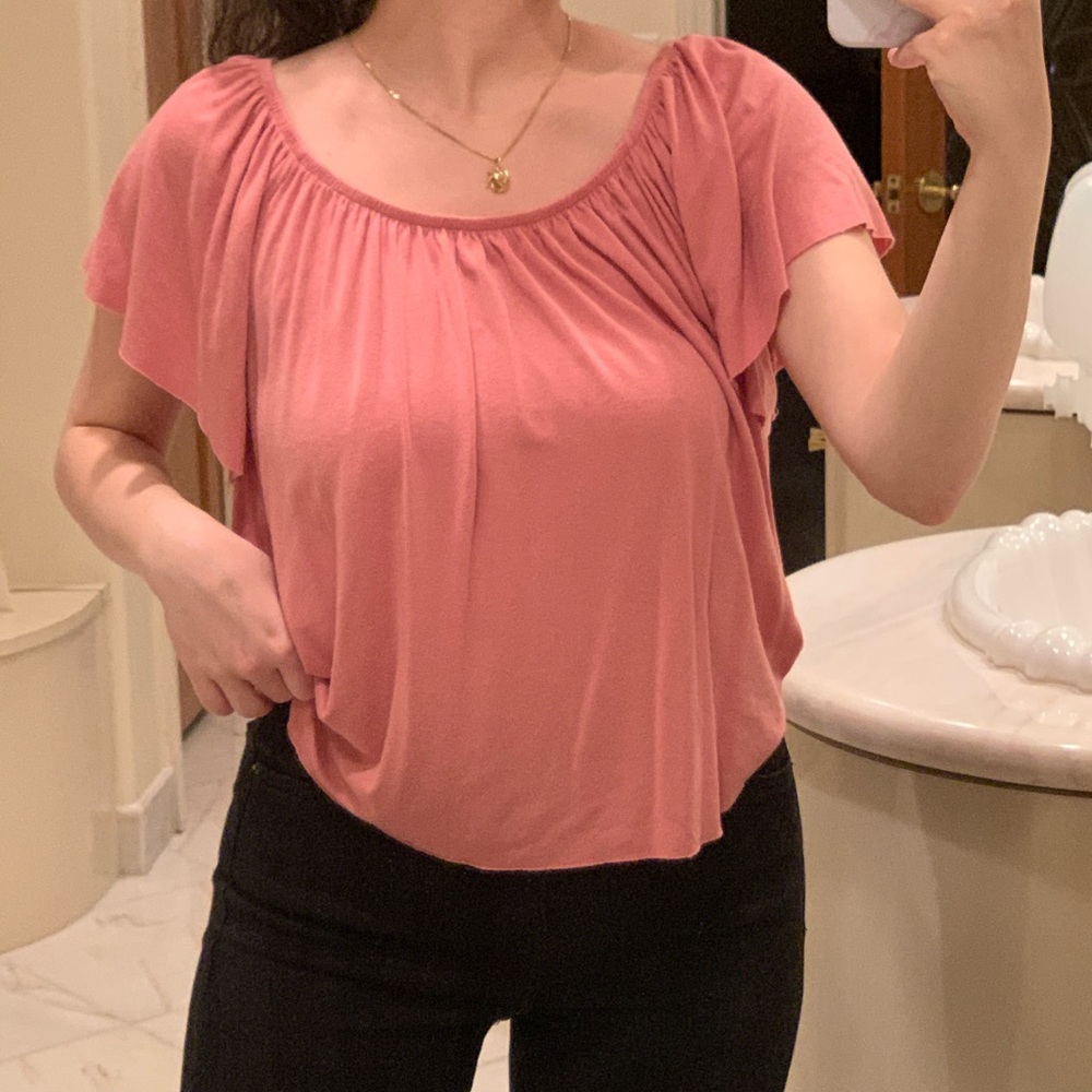 Off The Shoulder Coral Shirt